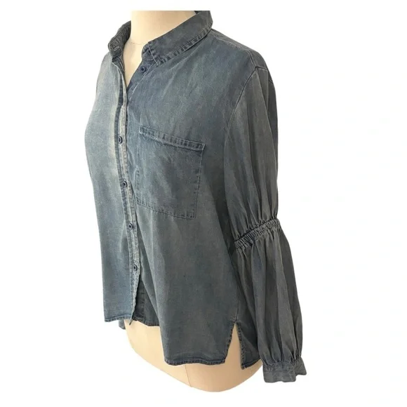 Velvet Heart | Chambray Button Down Balloon Sleeve Shirt | Small - Picture 5 of 9